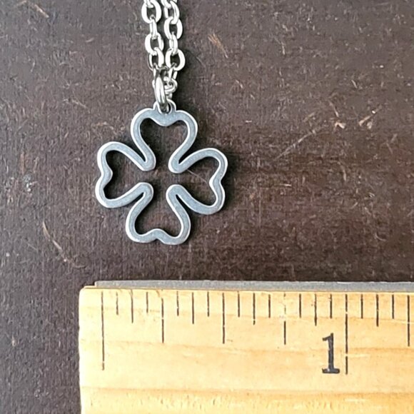 Four Leaf CLOVER Stainless Steel Charm Chain Necklace 24" IRISH Good Luck - Picture 6 of 9